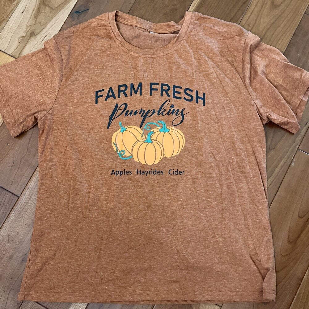 Halloween T-Shirt Women's Size XL Farm Fresh Pumpkins Fall
